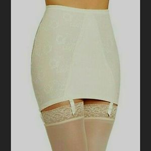 Vintage white garter girdle Xl Pinup boudoir glam